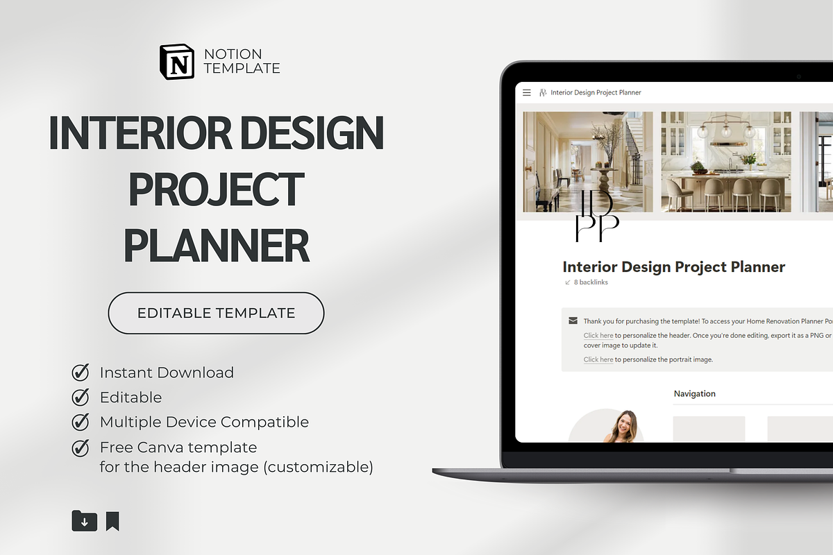 Interior Designer Notion Planner, a Presentation Template by yesitisprintable (Photo 1 of 8)