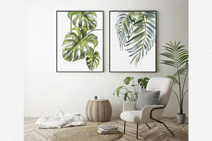 Tropical Leaves Clipart. Watercolor