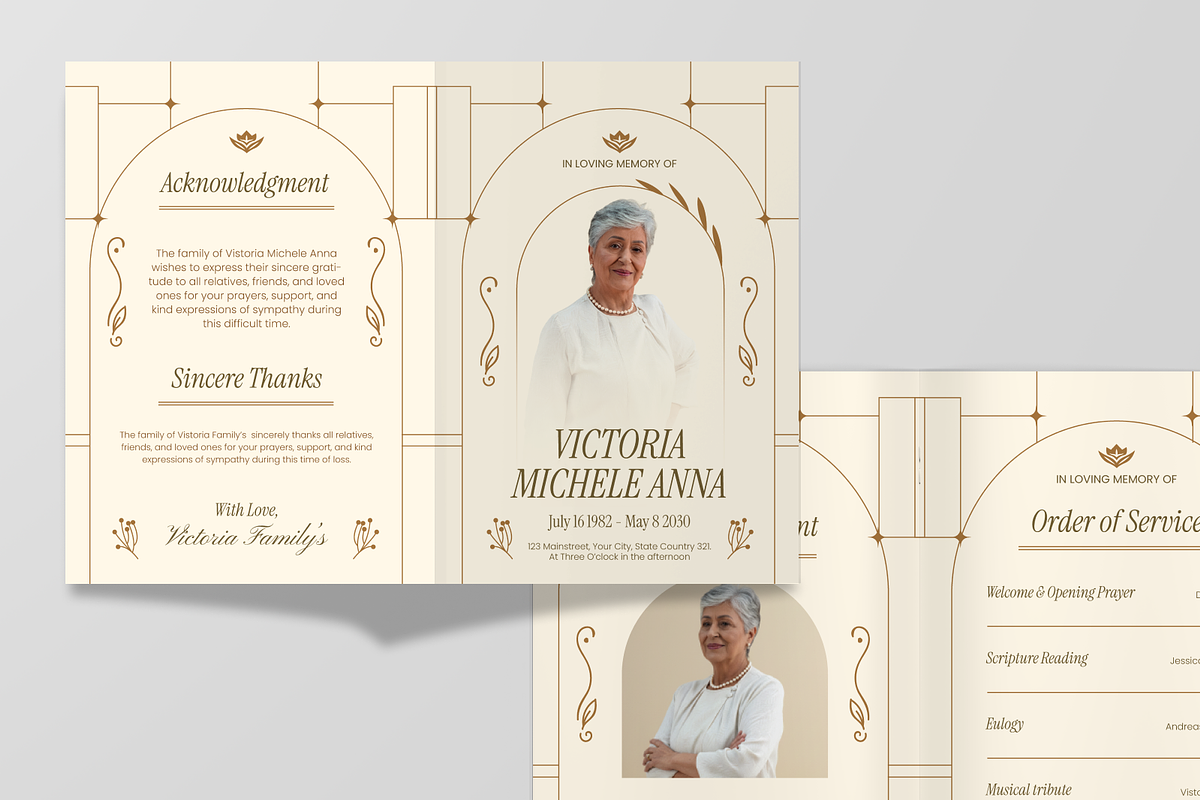 Funeral Program Bifold Brochure, a Flyer Template by Annora Studio (Photo 3 of 6)