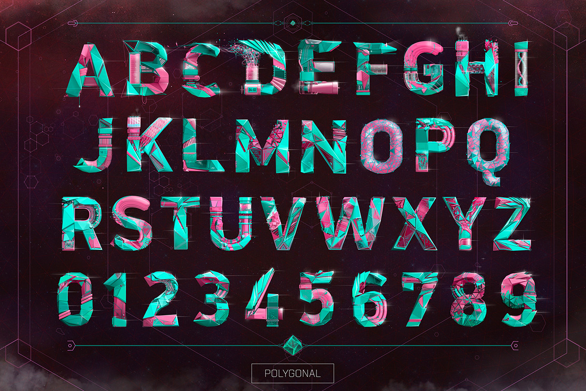 Polygonal Typeface + Vector Elements, a Graphic by Anton Moek (Photo 2 of 10)