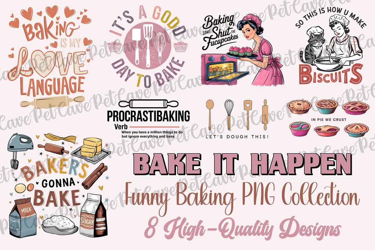 Bake It Happen Funny Baking Bundle, a Graphic by Pet Cave (Photo 1 of 9)