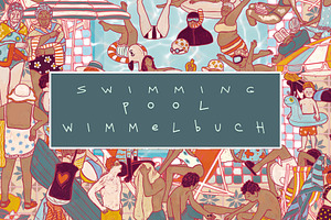 Swimming pool wimmelbook, a Person Illustration by Carpet Tapete Pretzel