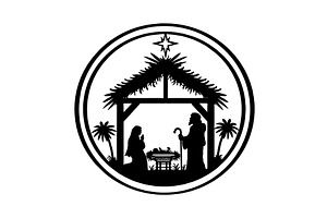 Holy Night silhouette - Nativity, an Illustration by Digital-Clipart