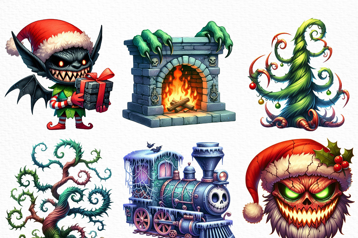 Creepy Christmas PNG, an Illustration by Craft Nest (Photo 2 of 6)