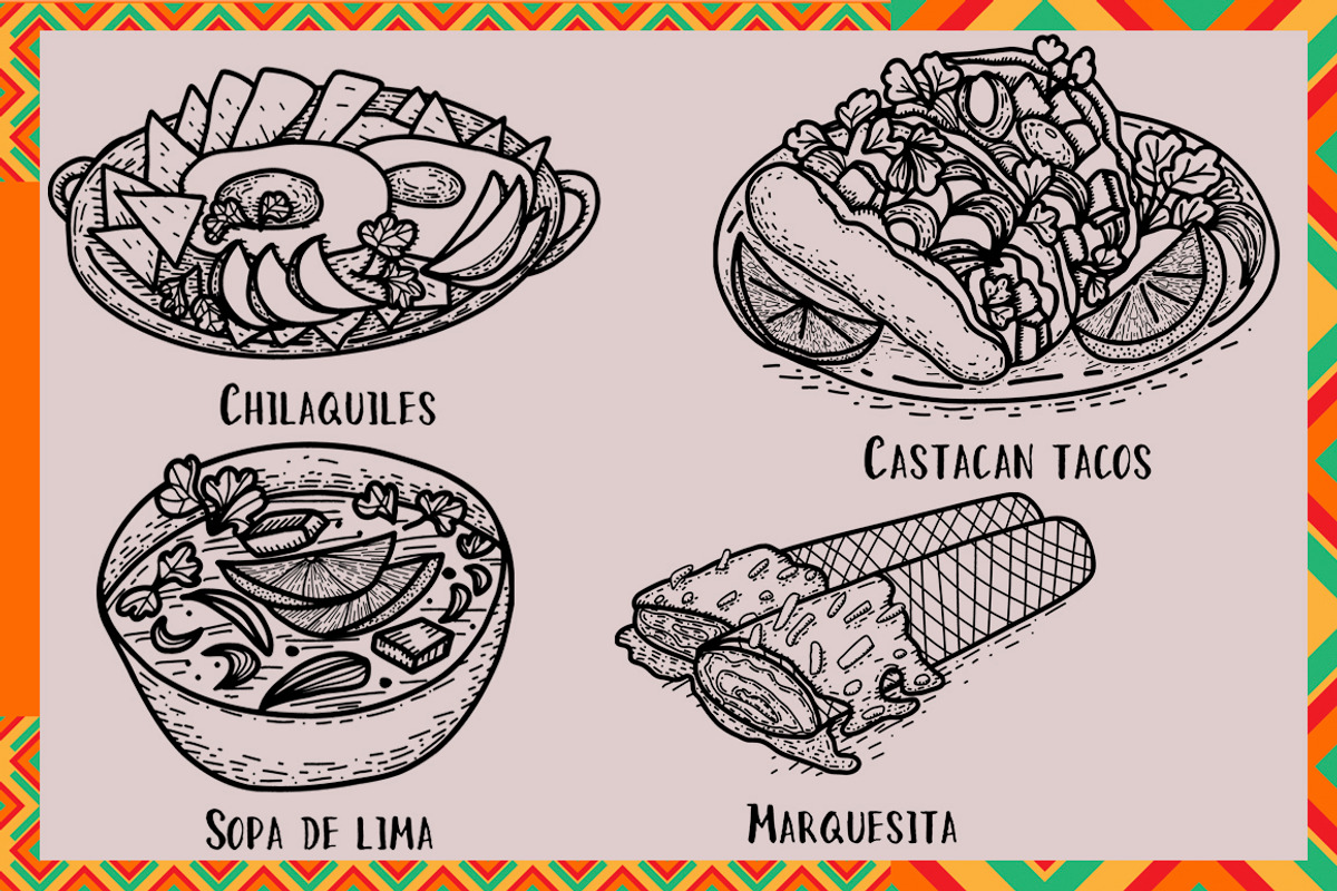 Mexican food. Hand drawn clipart., a Food Illustration by TatianaBannikova (Photo 3 of 8)