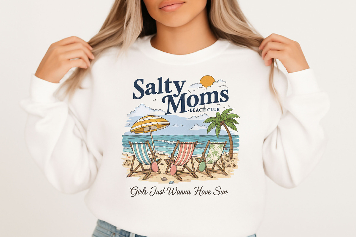 Salty Moms Beach Club Retro Summer, an Illustration by Designking (Photo 5 of 6)