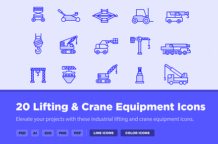 20 Lifting & Crane Equipment Icons