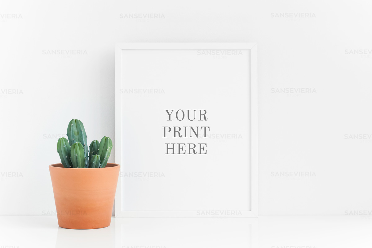 8x10 frame mockup white succulent 4:, a Print Template by Grace White (Photo 2 of 4)