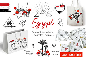 Egypt Spirit. Symbols Set + Patterns