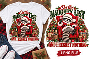 Funny Racoon Christmas Png, a Seasonal Illustration by Watercolor design (Thumbnail 2 of 3)