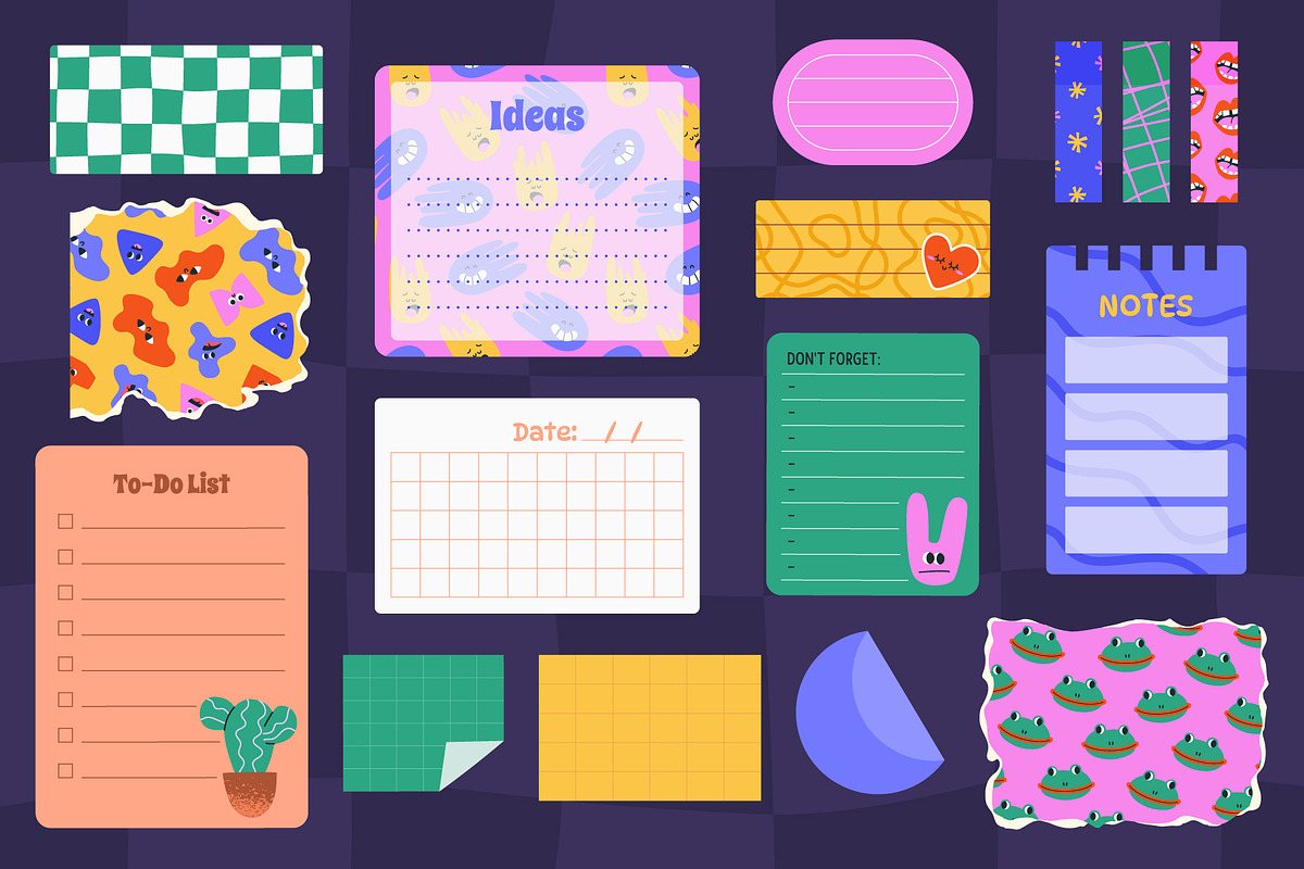 250+ Funky Digital Planner Kit, a Decorative Illustration by IuliiaSavko (Photo 3 of 22)