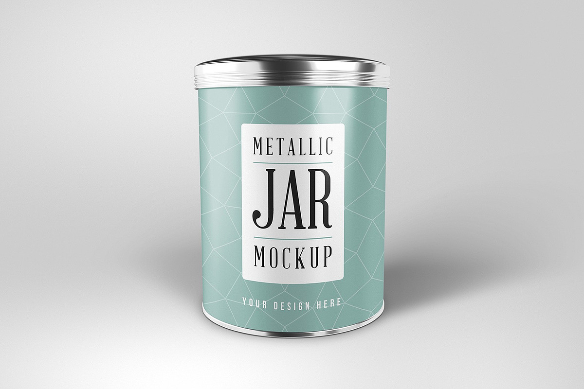 Round Metallic Jar Mockup, a Cups & Container Mockup by Medialoot (Photo 1 of 5)