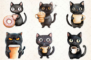 Funny Coffee Black Cat Clipart, an Illustration by Rose Art (Thumbnail 4 of 4)