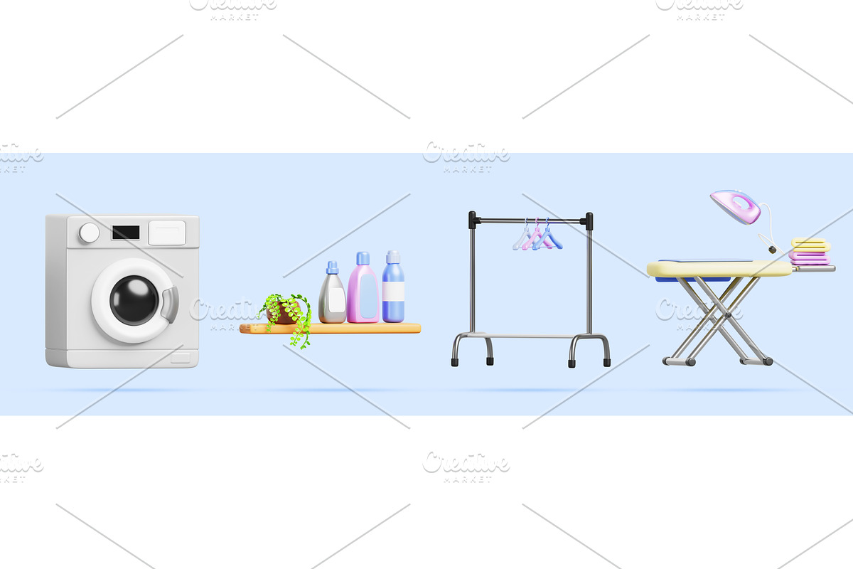 Laundry service equipment for wash, a Furniture 3D Model by Marozhkastudio