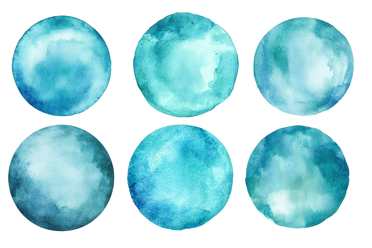 Turquoise Watercolor Circles, an Illustration by Designworld (Photo 2 of 5)