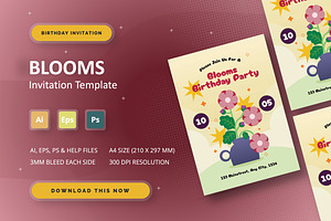 Blooms - Birthday Invitation, an Invitation Template by StreaksideStd