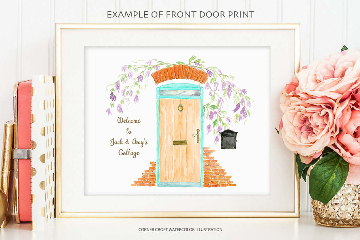 Watercolor Cottage Front Doors, a Person Illustration by Corner Croft (Photo 6 of 8)
