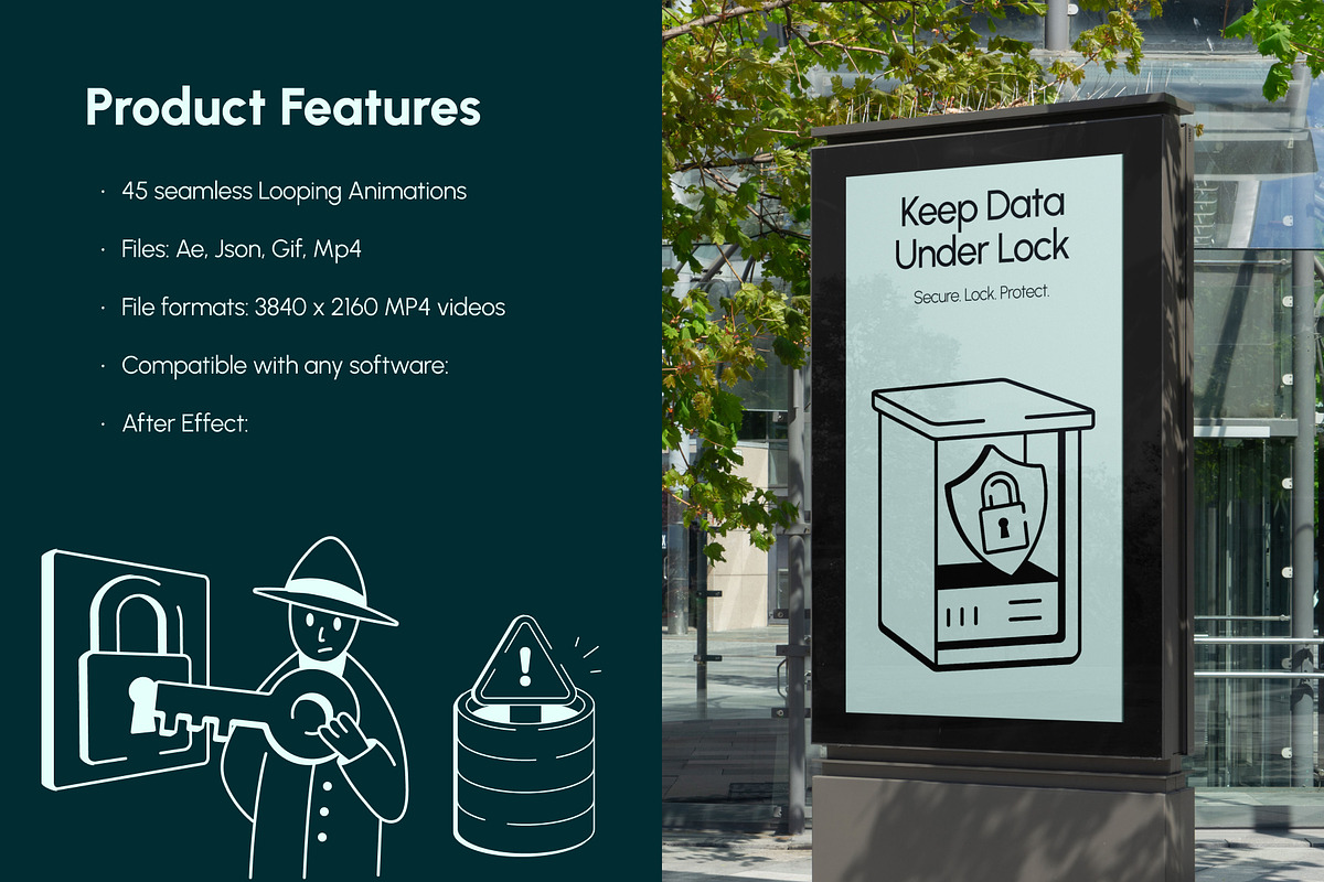 Animated Cyber Security Doodle, an Outline Icon by Vectors Market (Photo 2 of 5)