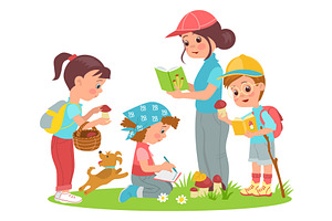 Kids learn nature. Young naturalists, an Illustration by Vectorbuum