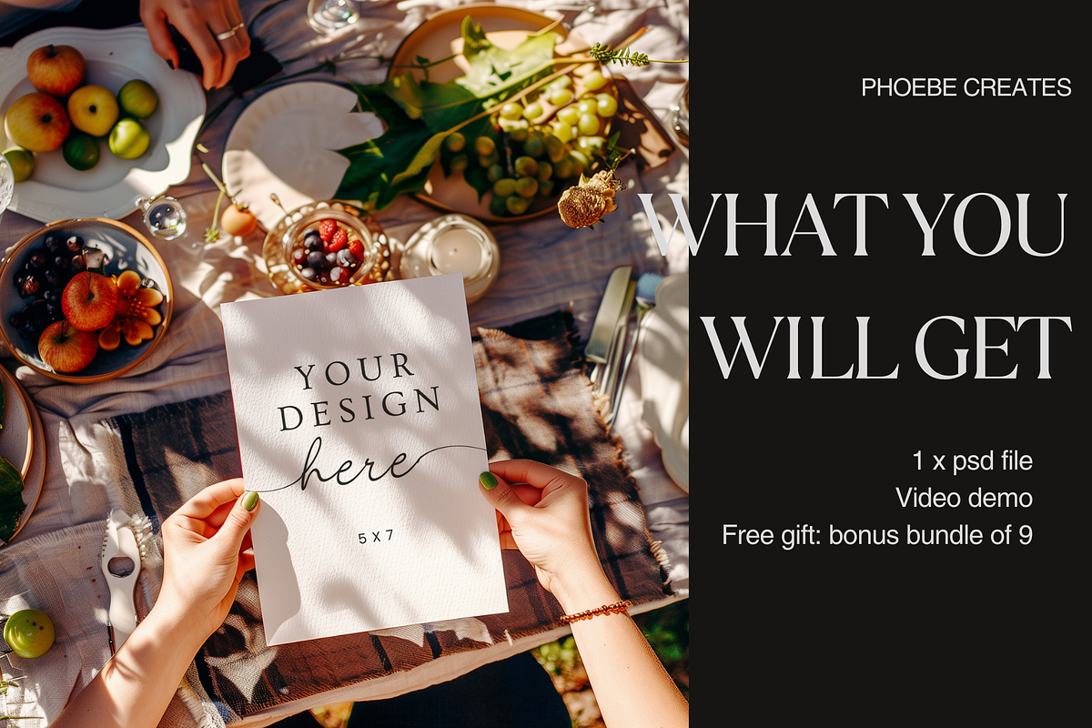 Summer Picnic 5x7 Mockup – PSD, a Mockup by PhoebeCreates (Photo 2 of 5)