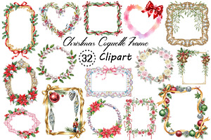 Christmas Coquette Frame Clipart, an Illustration by Creative Art
