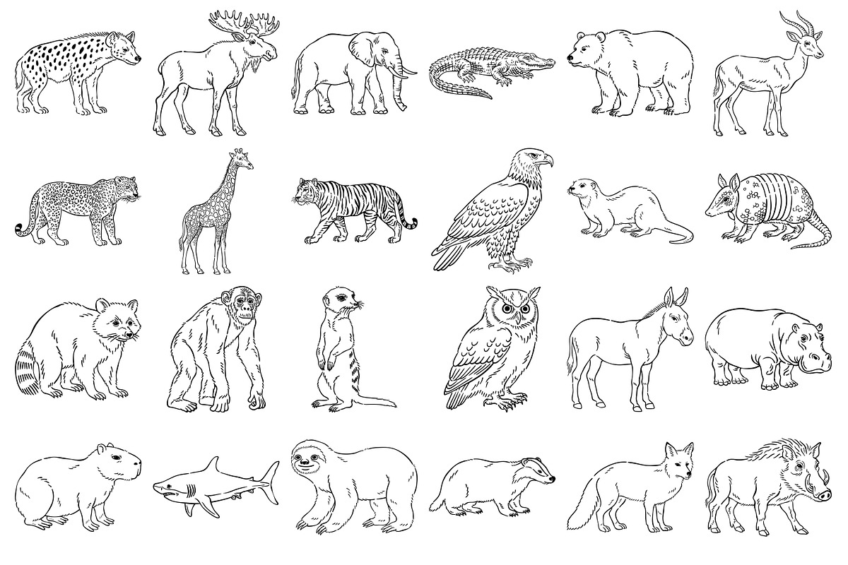 Wild Animals Line Art, an Animal Illustration by Tekuni (Photo 6 of 12)