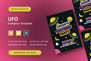 Ufo - Birthday Invitation, an Invitation Template by StreaksideStd