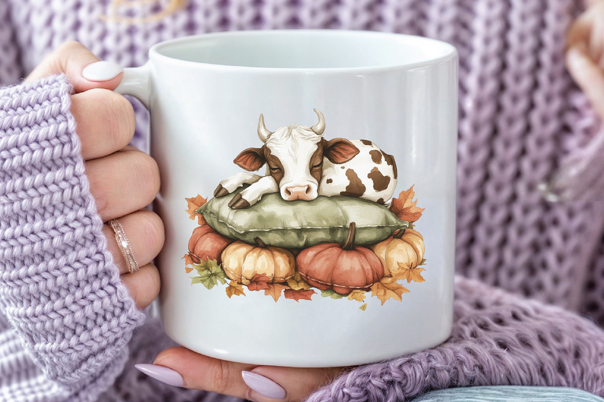 Watercolor Autumn Cow Clipart, an Illustration by CraftArtStudio (Photo 5 of 6)
