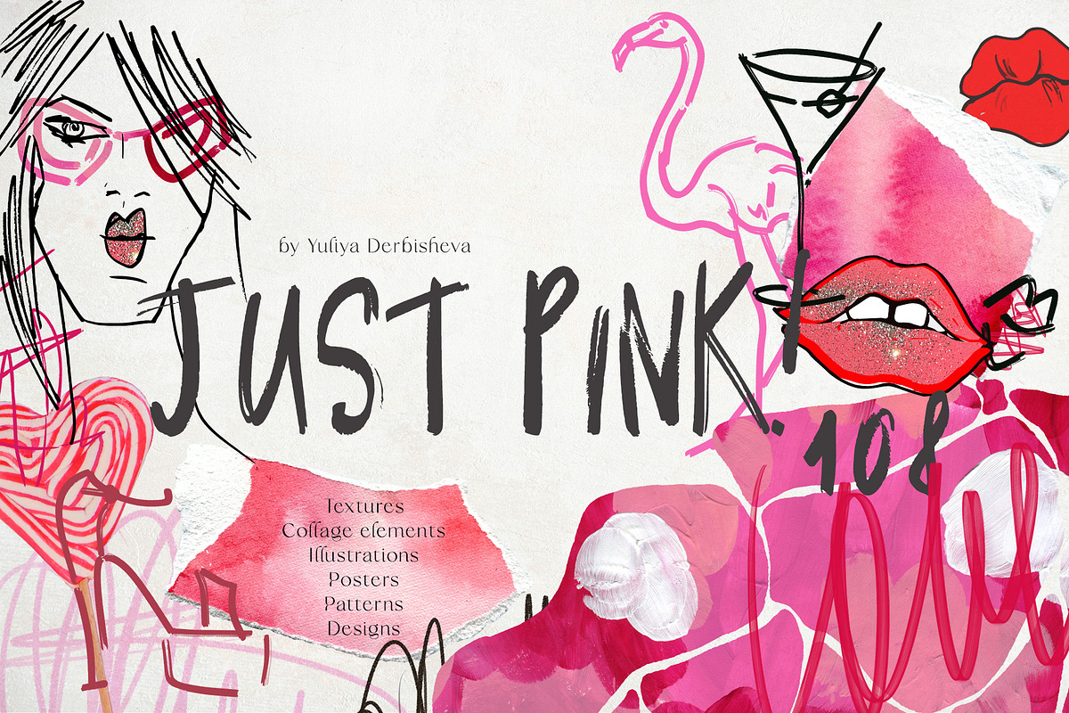Just Pink collage background texture, an Object Graphic by Yuliya Derbisheva (Photo 1 of 14)