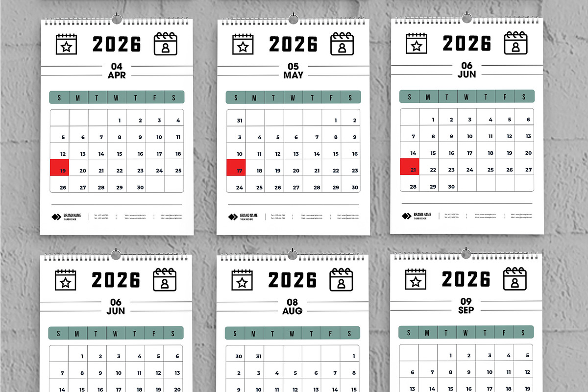 Modern Minimal Calendar Design 2026, a Stationery Template by MightyDesign (Photo 3 of 8)
