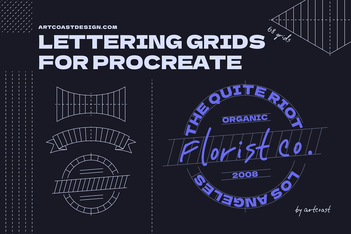 Lettering Grid Procreate Stamps, a Brush Add-On by Artcoast Std. (Photo 1 of 4)