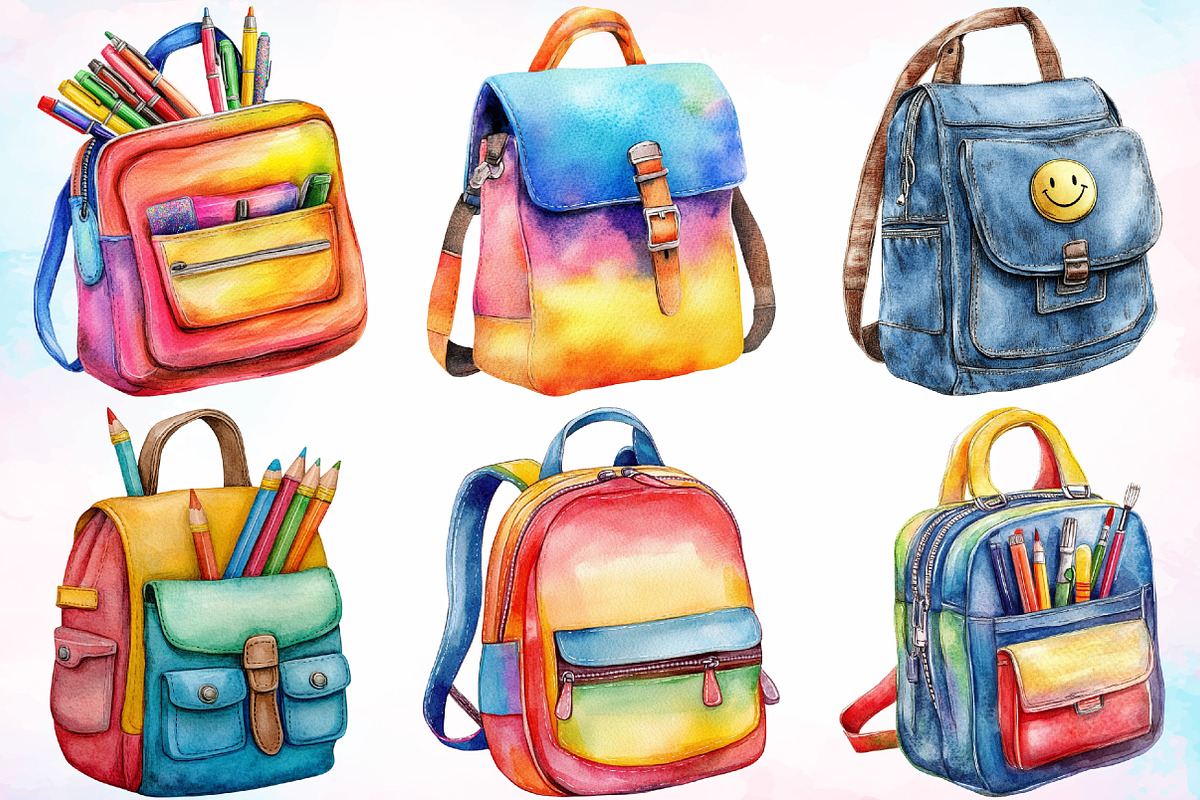 Watercolor Back to School Bag PNG, a Seasonal Illustration by Canvas Craft (Photo 3 of 4)