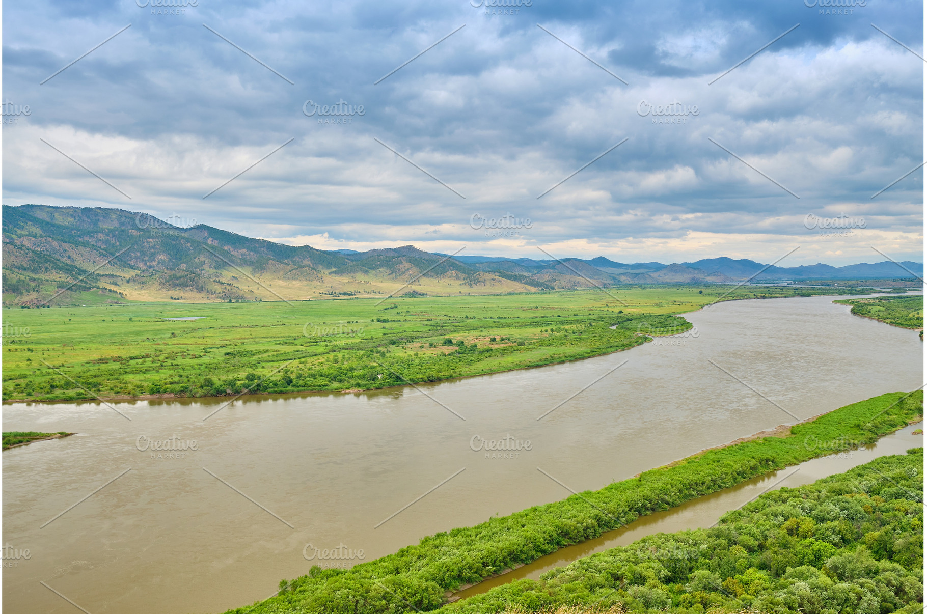 View of the Selenga River from Mount, an Architecture Photo by PhotoXab