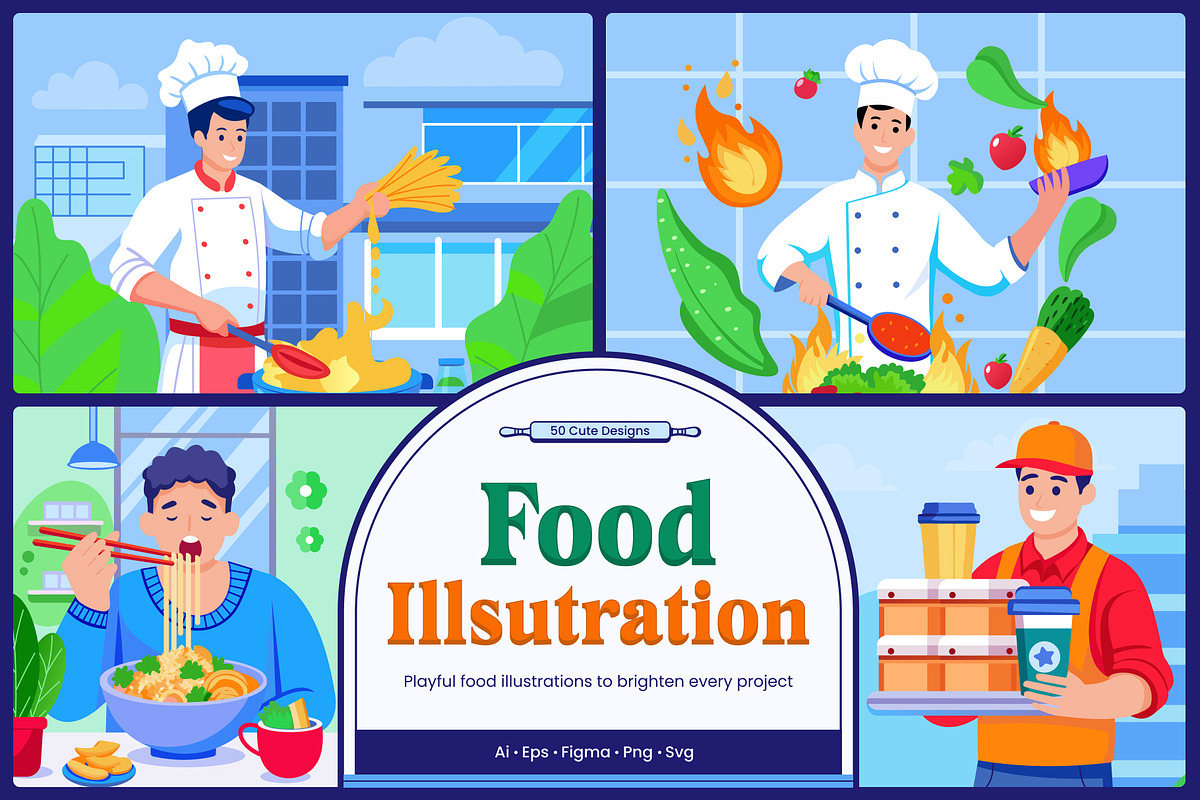 Food Illustration Art Set, a Food Illustration by Prosymbols (Photo 1 of 9)