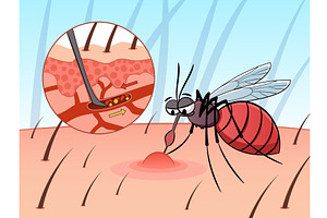 Mosquito drinks blood. Parasitic, an Object Illustration by YummyBuum