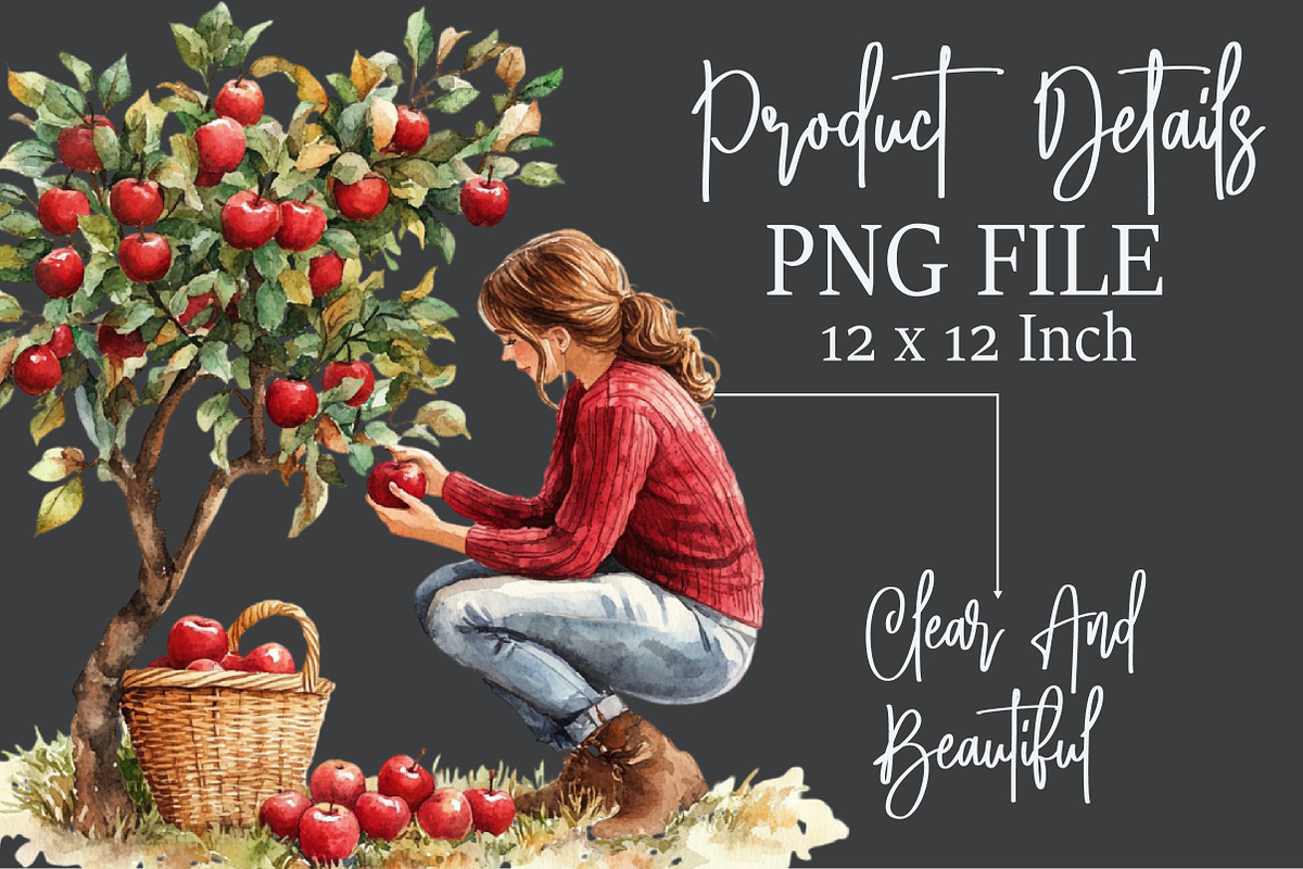 Falling Apples Watercolor Clipart, an Illustration by Rose Art (Photo 5 of 5)