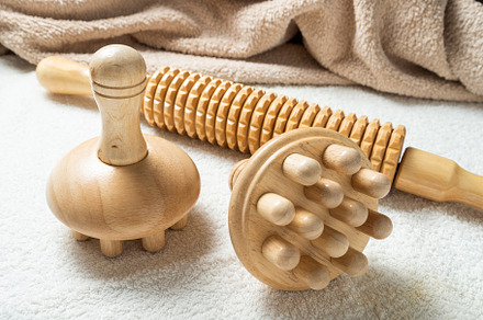 Anti-Cellulite Maderotherapy Instruments on White Table