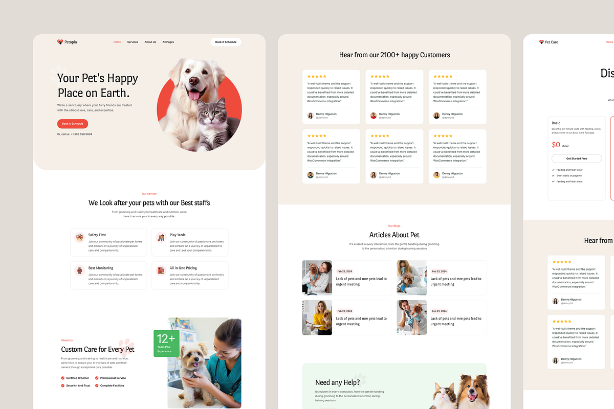 Petopia - Pet Care Figma Template, an UI Kit Template by FinestDevs (Photo 3 of 8)