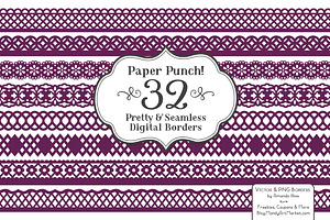 Plum Lace Clipart Borders, an Illustration by Amanda Ilkov