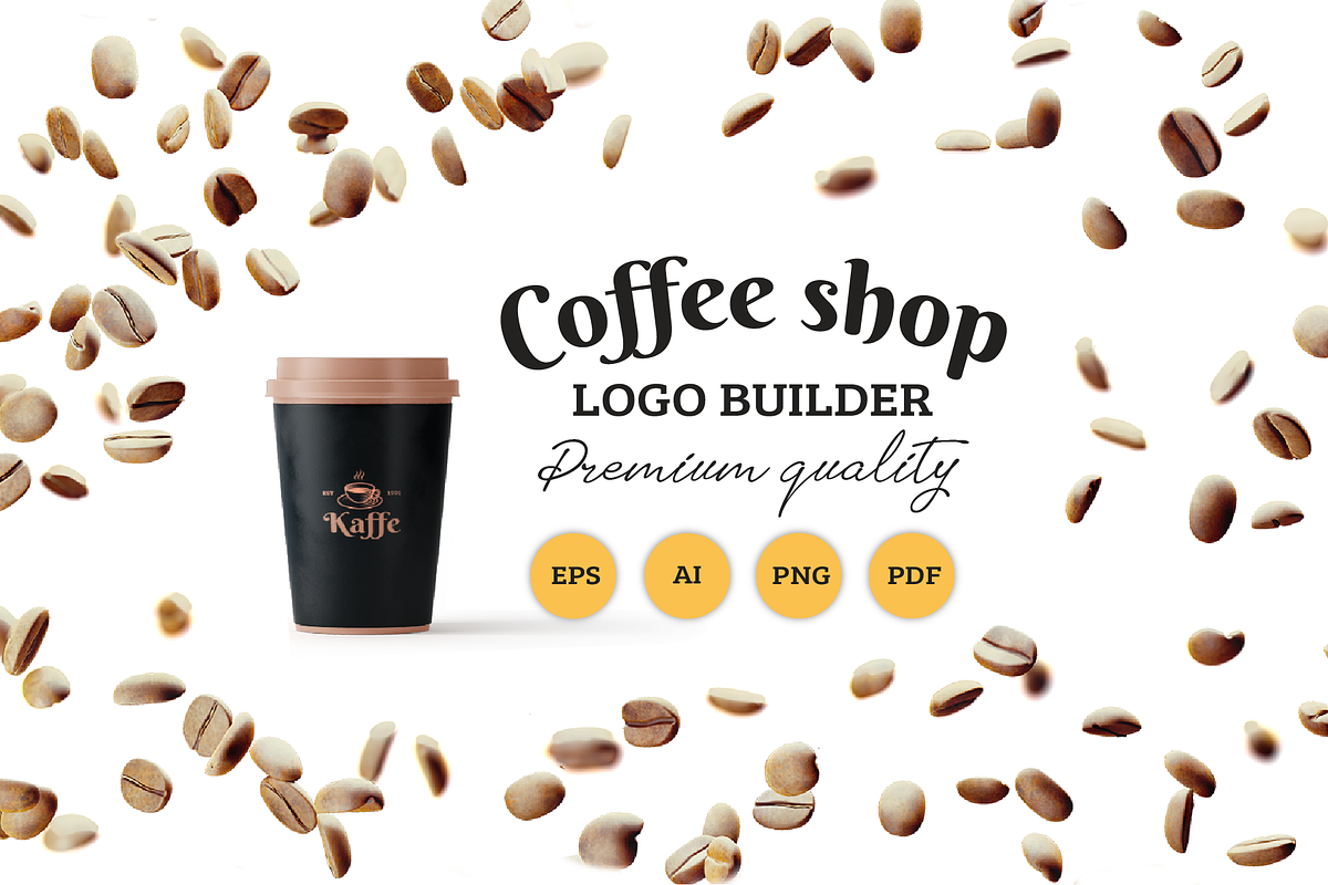 Coffee Logo Builder 100+ Variations, a Branding & Logo Template by Bunichi (Photo 1 of 9)
