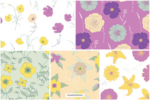 Flower Garden Seamless Patterns