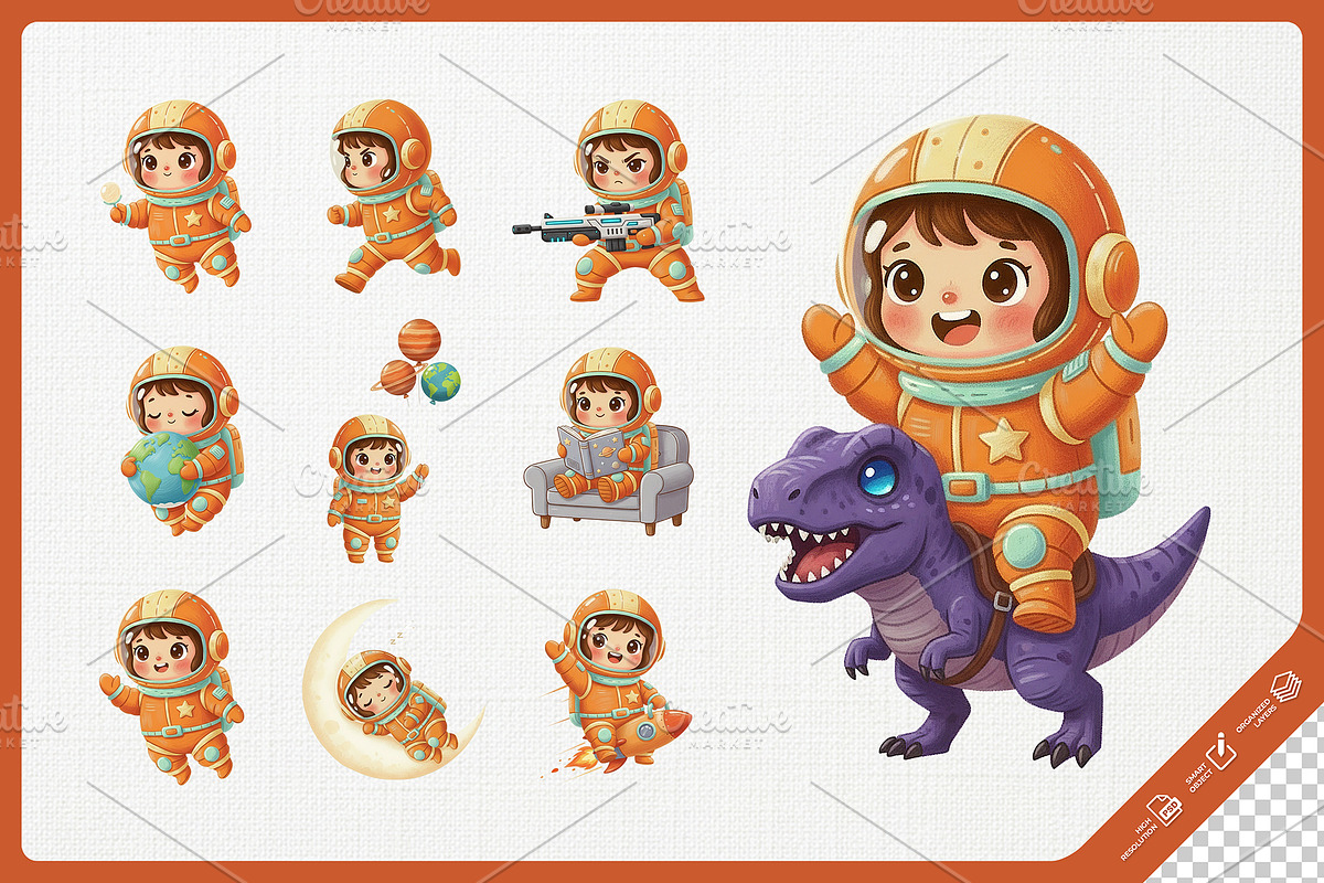Playful Astronaut Cute Character, a Technology Illustration by Gohsantosa (Photo 2 of 4)
