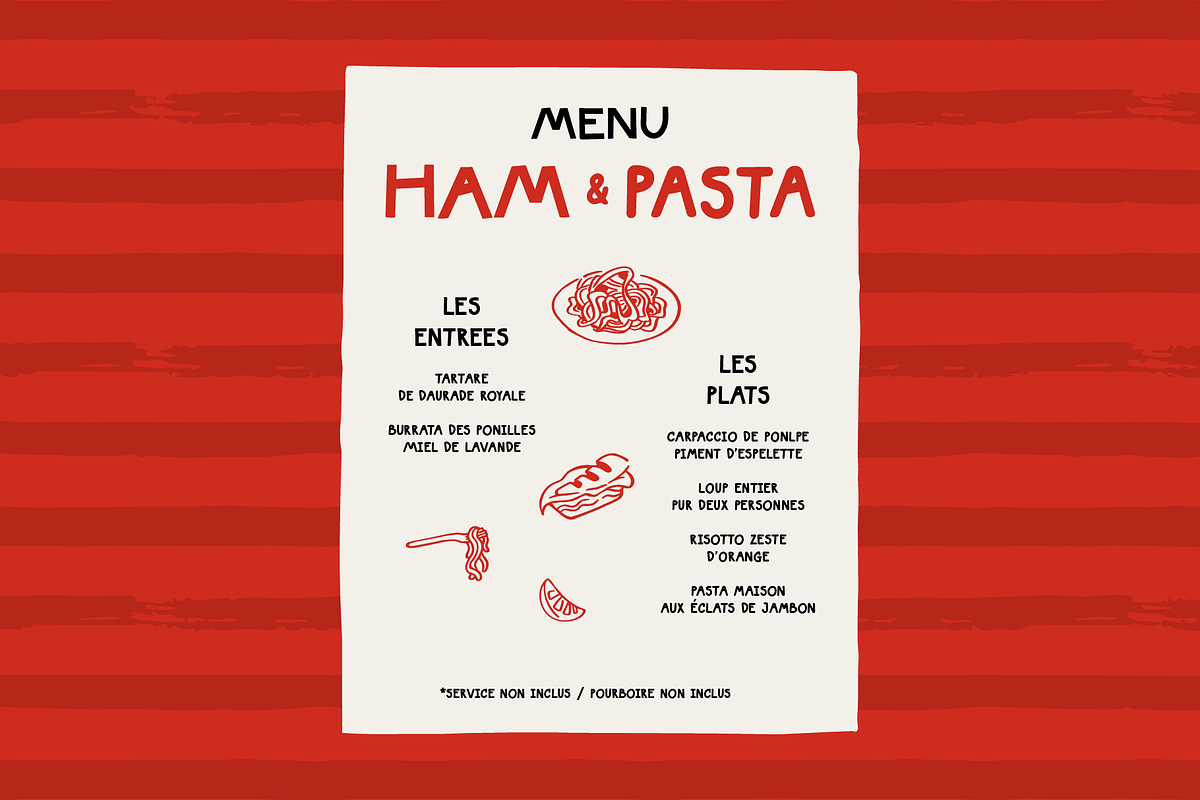 SFC Ham & Pasta + Extras, a Handwritten Font by Skilline Supply Co. (Photo 5 of 8)