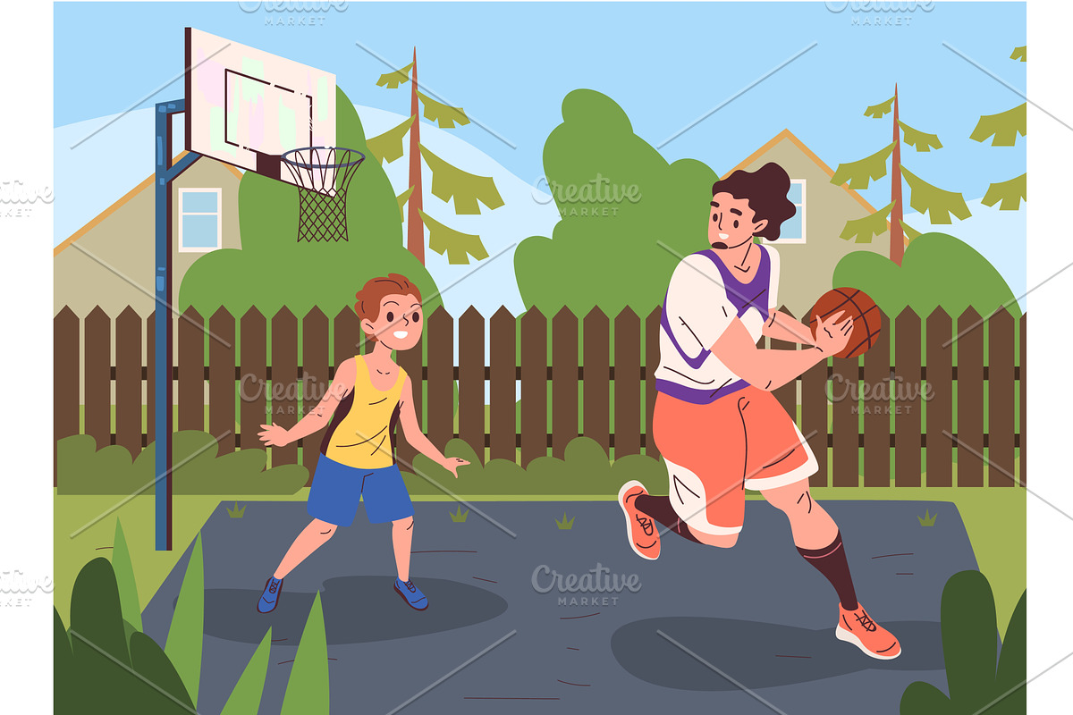 Family basketball. Father with son, a Sport Illustration by Stock-Smart-Start