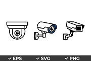 Security Camera Vector Icons, an Object Graphic by Artonix (Thumbnail 1 of 3)