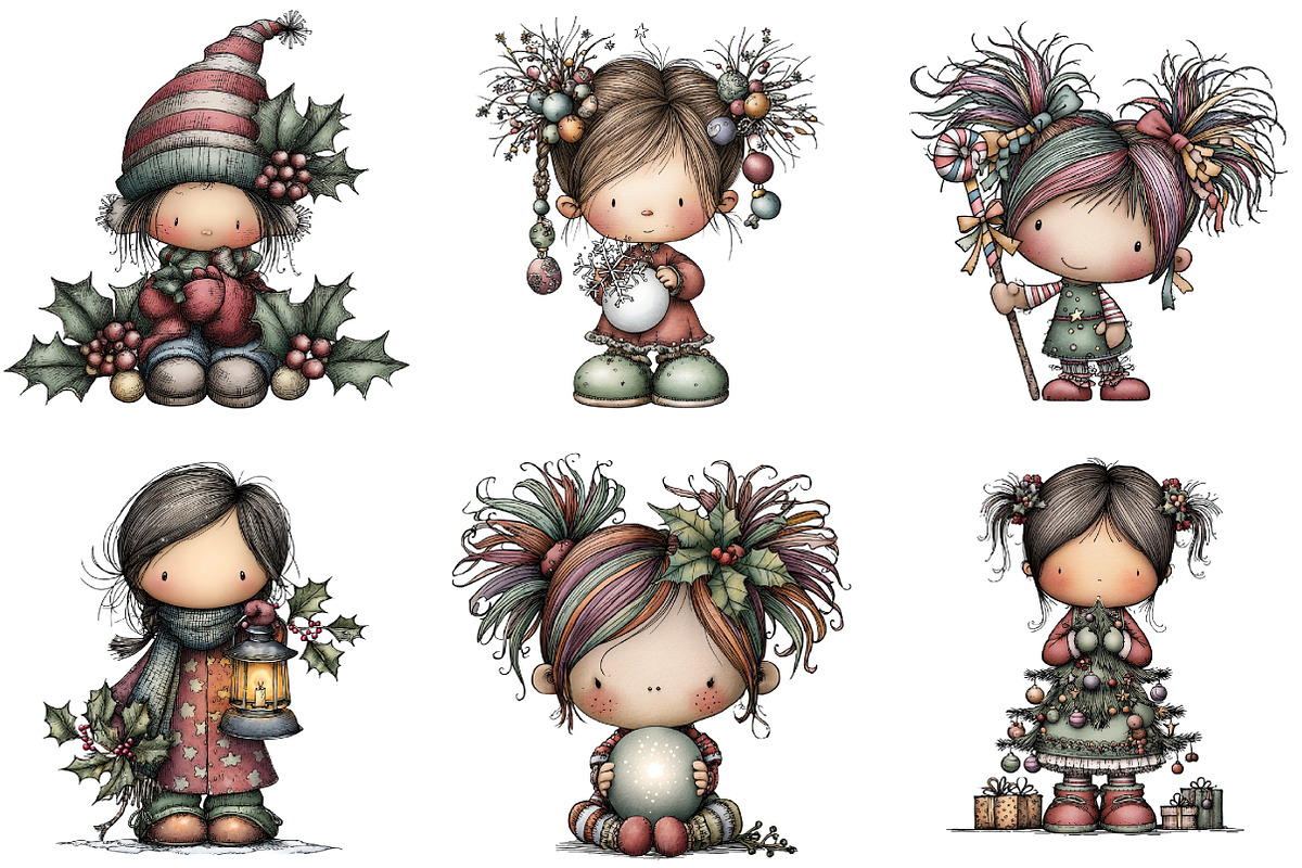 whimsical fantasy Christmas girl, an Illustration by DreamArtGraphic (Photo 3 of 5)