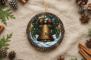 Stained Glas Christmas Bell Ornament, a Seasonal Illustration by CrexoraLab (Thumbnail 2 of 3)