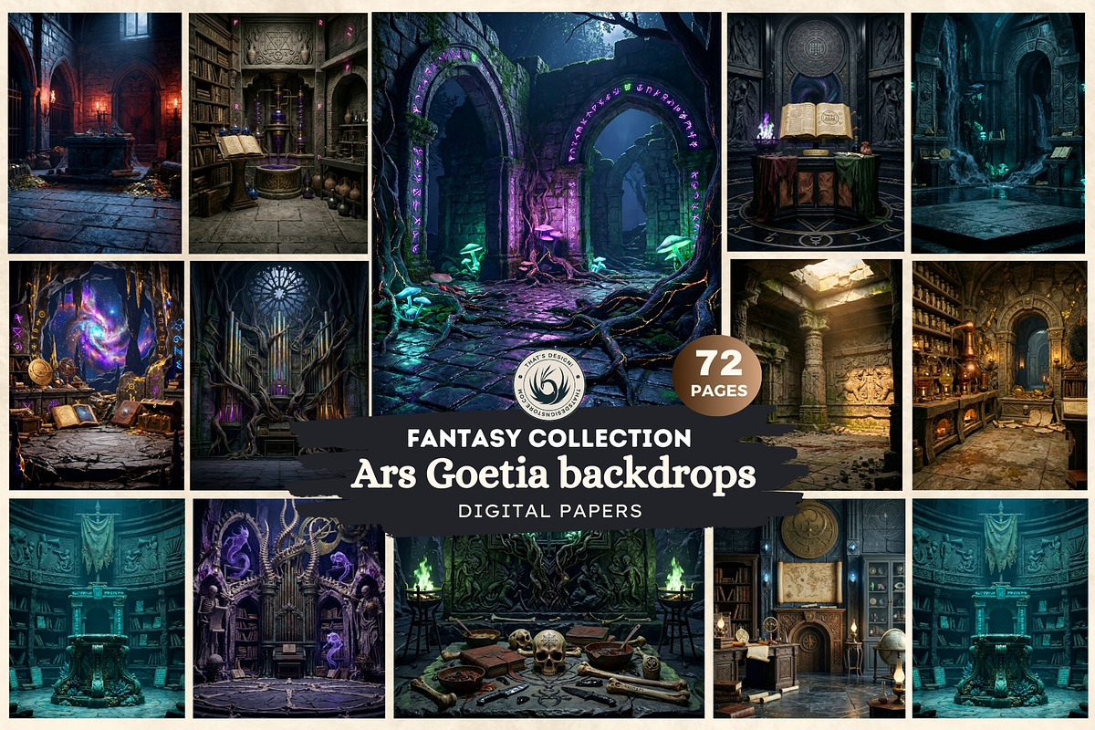 Ars Goetia Dark Fantasy Backdrop Set, a Background Graphic by ThatsDesignArt (Photo 1 of 13)