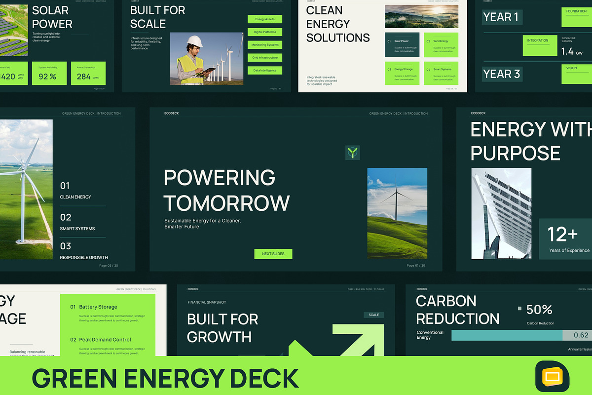Green Energy Deck Google Slides, a Presentation Template by New Coral Design (Photo 1 of 10)