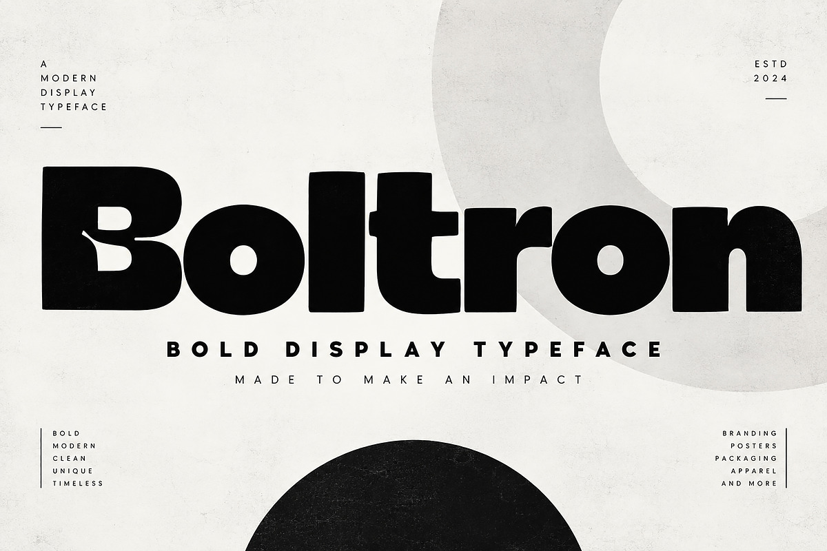 Boltron — Bold Display Typeface, a Script Font by Wow Magic (Photo 1 of 6)
